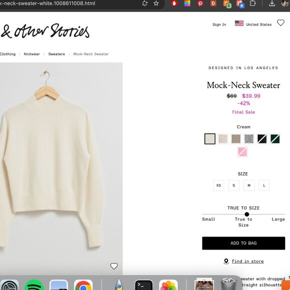 Cream Mock-neck Sweater M - Picture 11 of 13